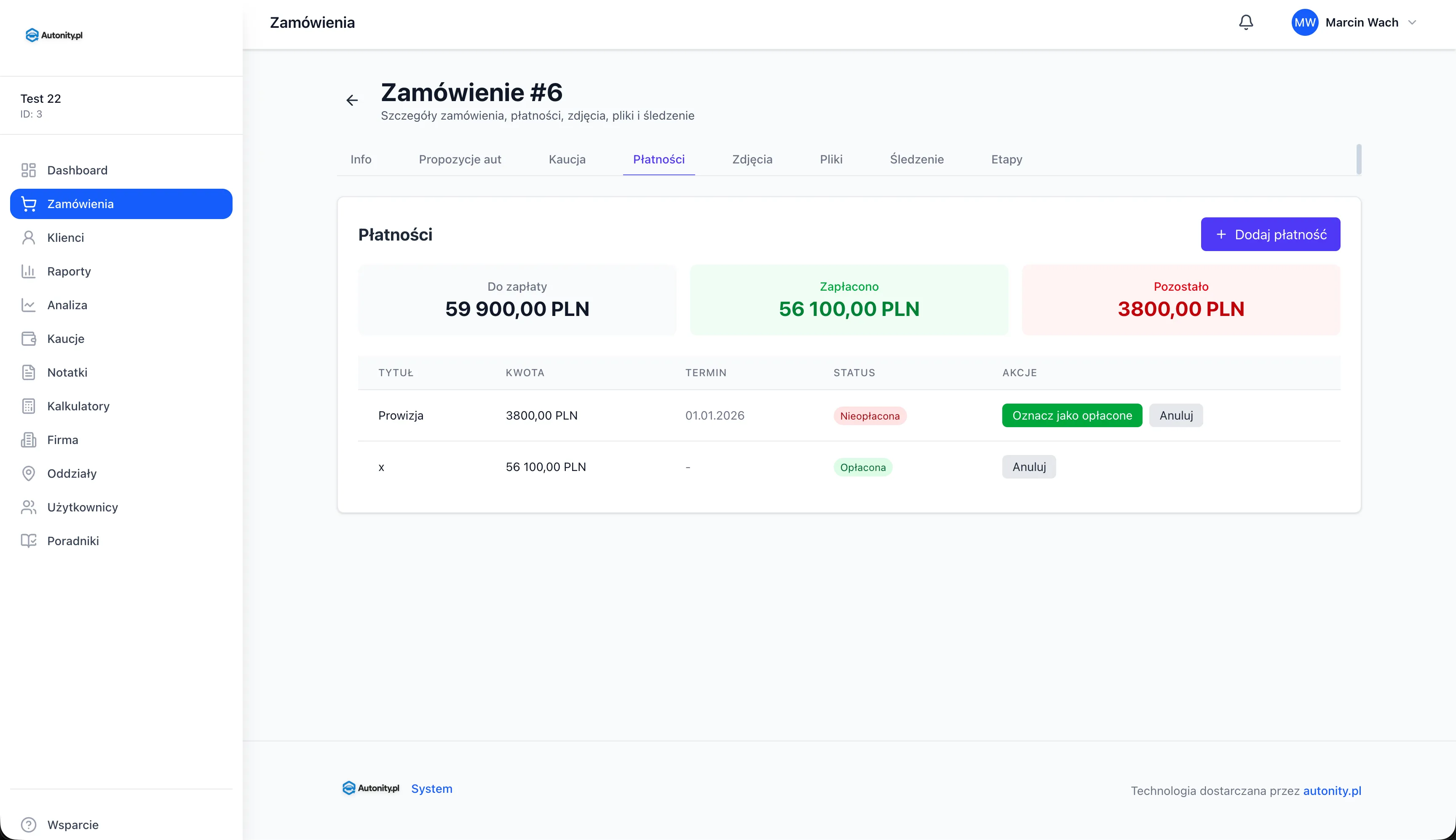 Autonity - System CRM dla importu aut
