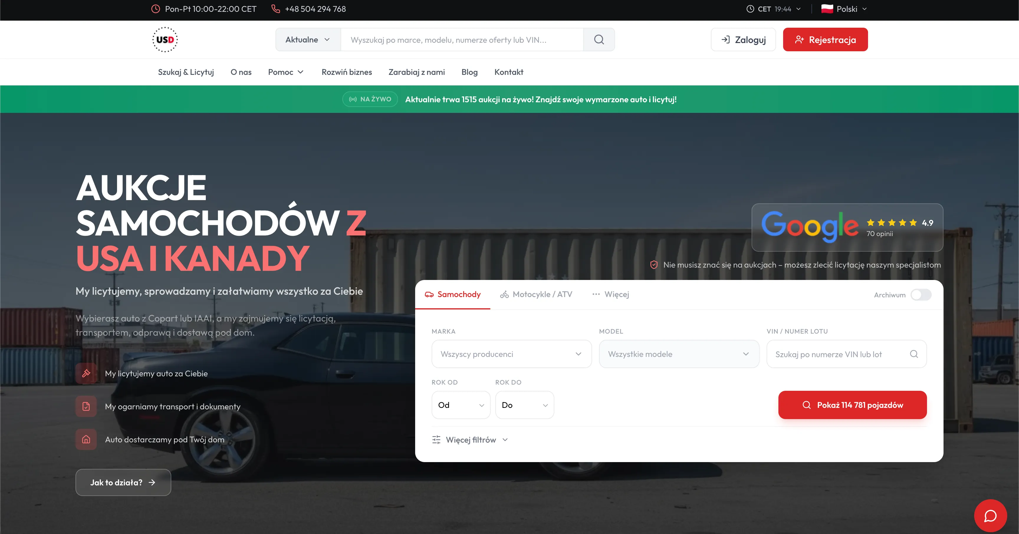 USDiscovery - Platforma importu aut z USA